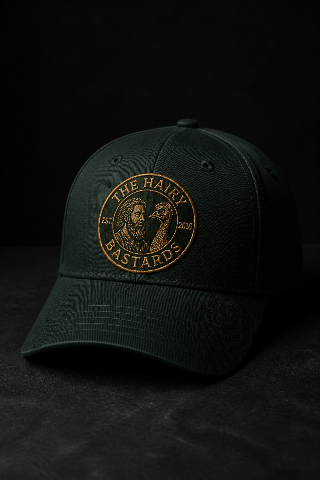 Emu Cap — Forest green · amber mark